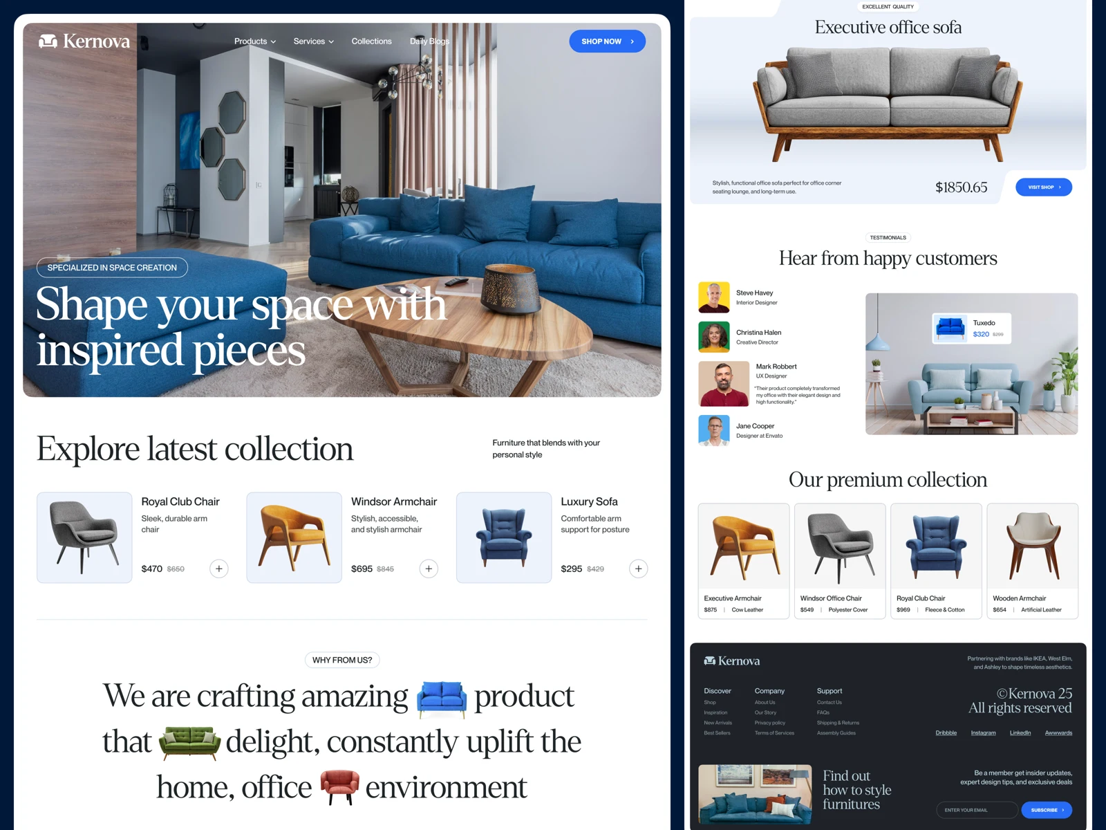 Kernova — actual Dribbble website design shot by Rylic Studio